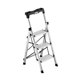 3 Step Ladder, Folding Step Stool with Wide Anti-Slip Pedal and Comfort Handgrip, 330 lbs Capacity Portable Aluminum Stepladder, Multi-Use for Ki