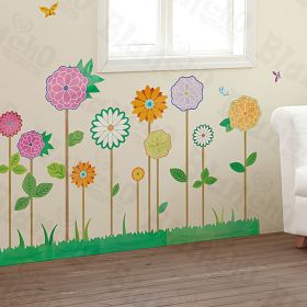 Garden Flowers - Large Wall Decals Stickers Appliques Home Decor